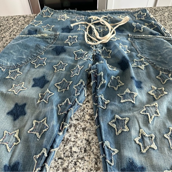 Magnolia Pearl Blue Distressed Jeans with Stars - Picture 7 of 7